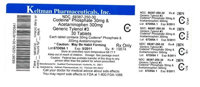This Is An Image Of The Label For 300 mg/30 mg Acetaminophen And Codeine Phosphate Tablets. (Codeine Apap Label)
